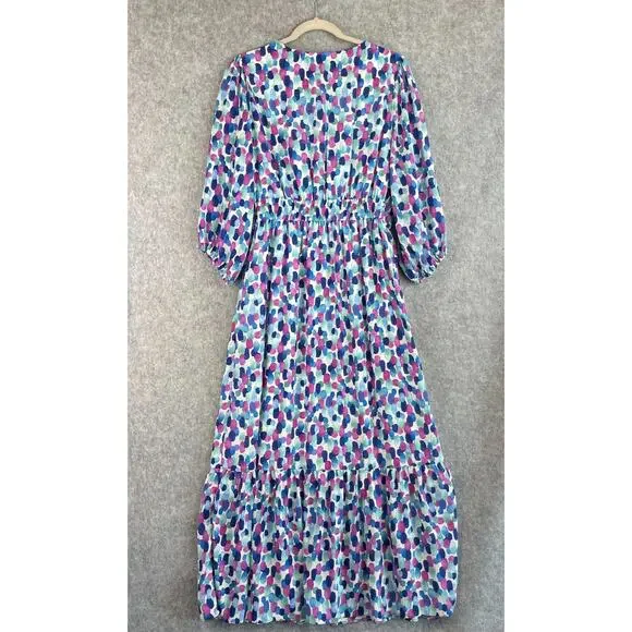 Tommy Bahama Tiered Maxi Dress Womens Medium Splendid Sea Tassel Resort Tropical - Picture 13 of 16